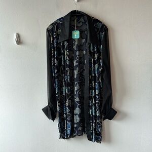 #166 Black & Blue Mesh Blouse